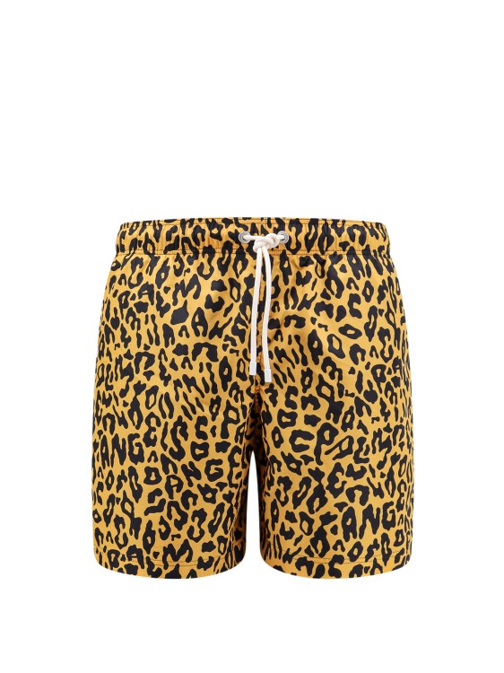 Palm Angels Nylon Swim Shorts With All-over Animalier Print In Yellow