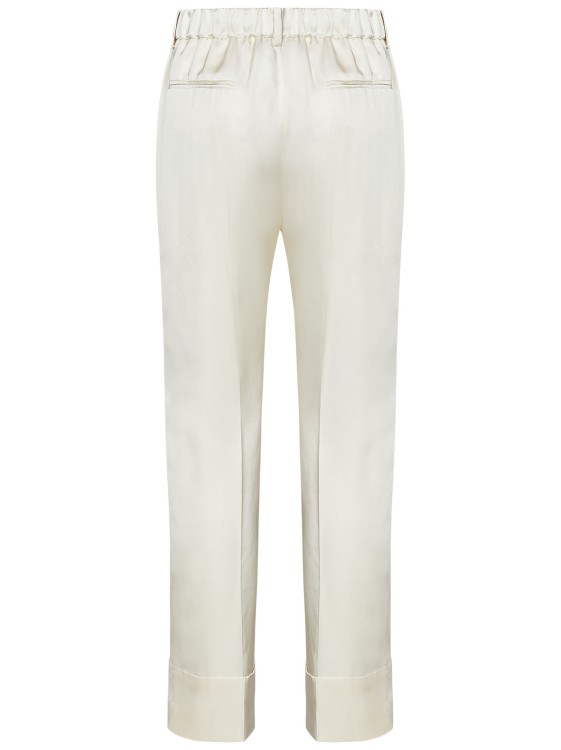 Shop N°21 Cropped Beige Viscose Satin Trouser In White