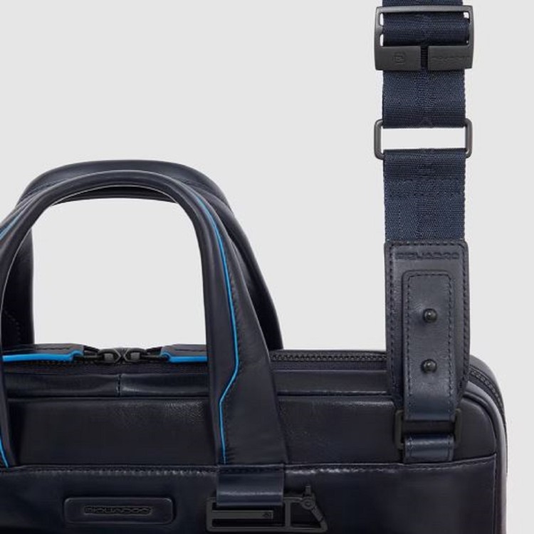 Shop Piquadro Blue Leather Workbook Briefcase With Rfid Protection