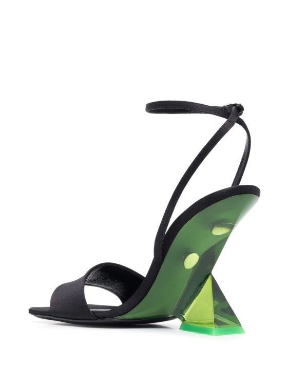 Shop Attico Black Cheope Sandals In Green