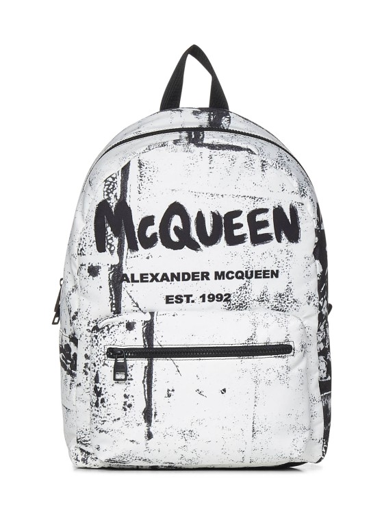 Shop Alexander Mcqueen Fold-print Jacquard Canvas Backpack In White