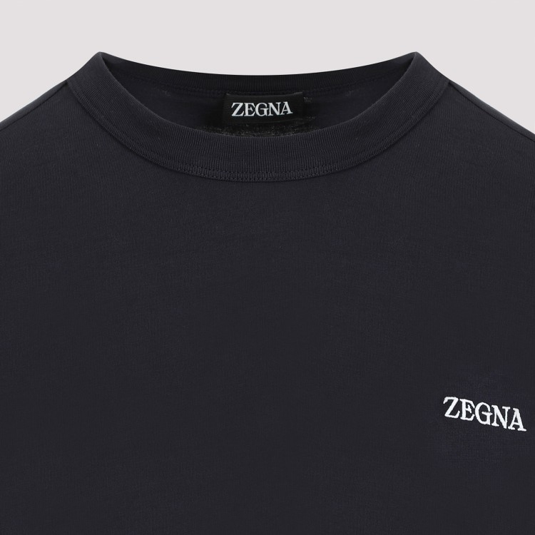 Shop Zegna Blue Navy Cotton Logo T-shirt In Black