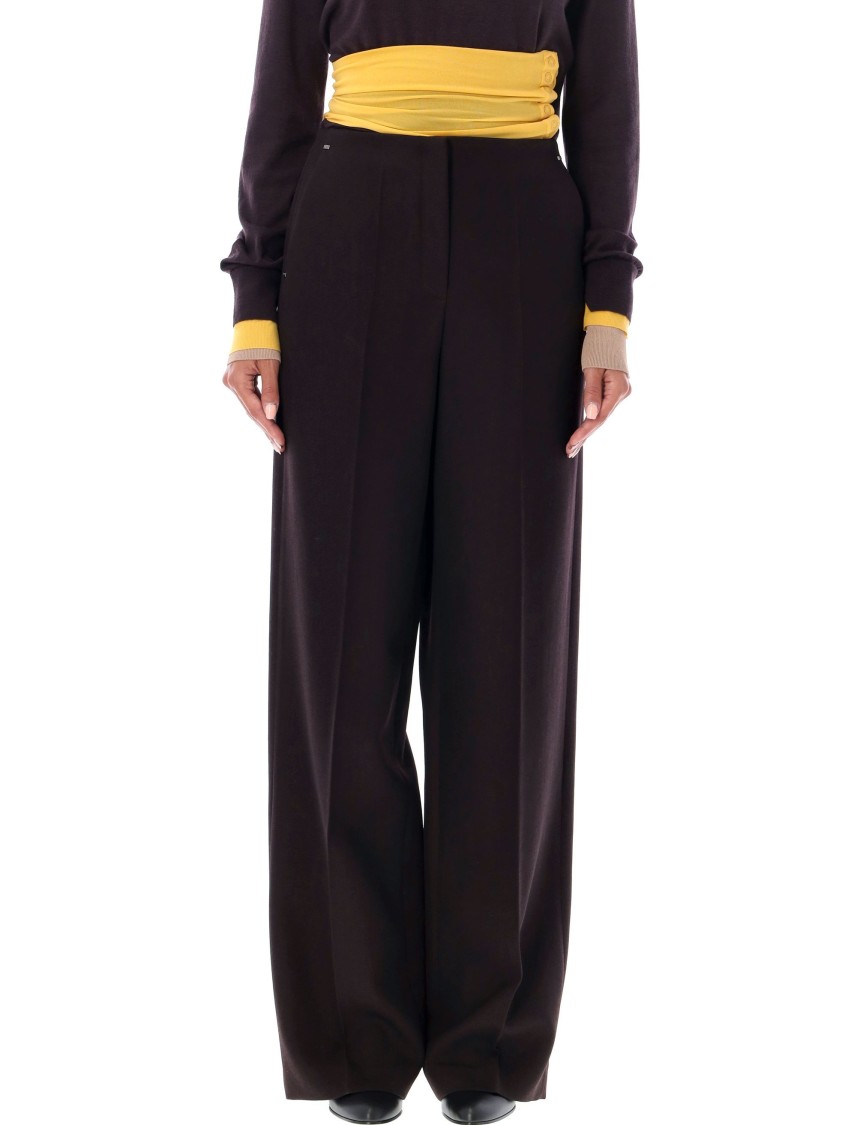Fendi Grain De Poudre Wool Trousers In Black