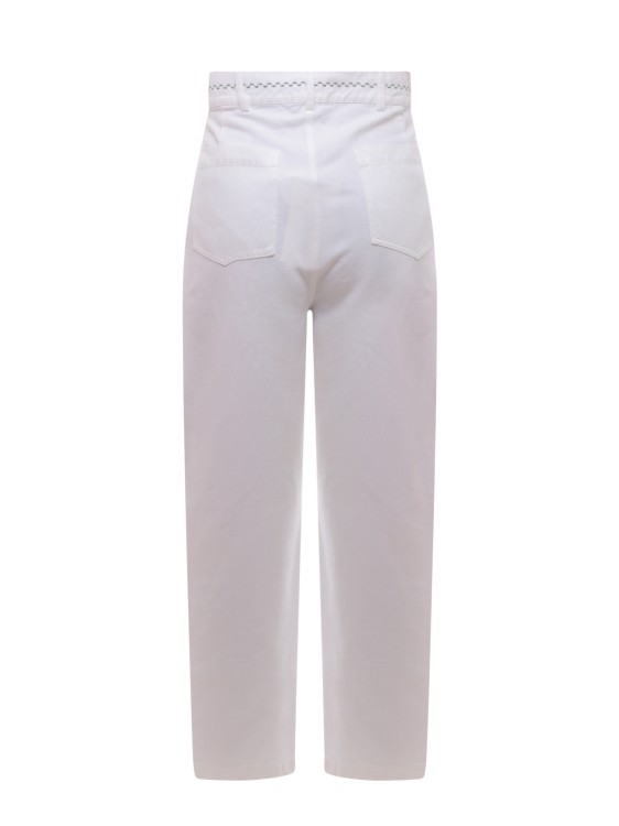 Shop Nick Fouquet White Denim Trouser With Stitching And Embroidery
