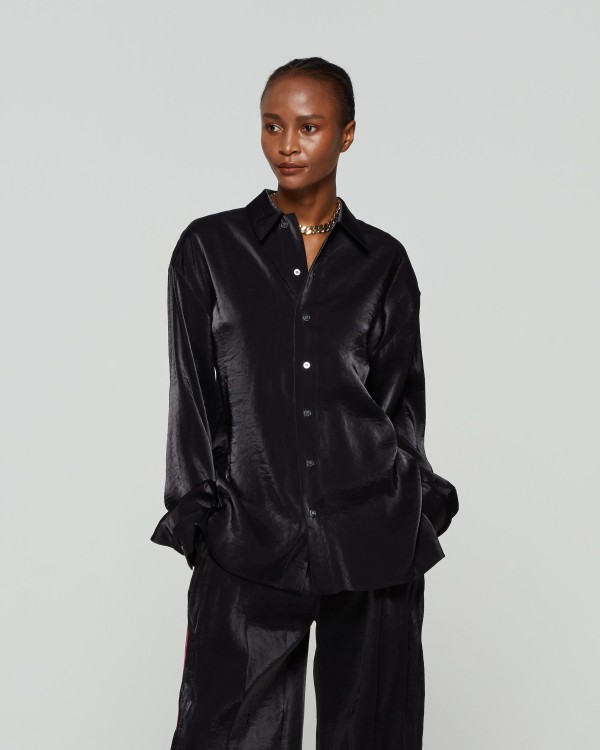 Shop Serena Bute Oversized Cuff Shirt - Black