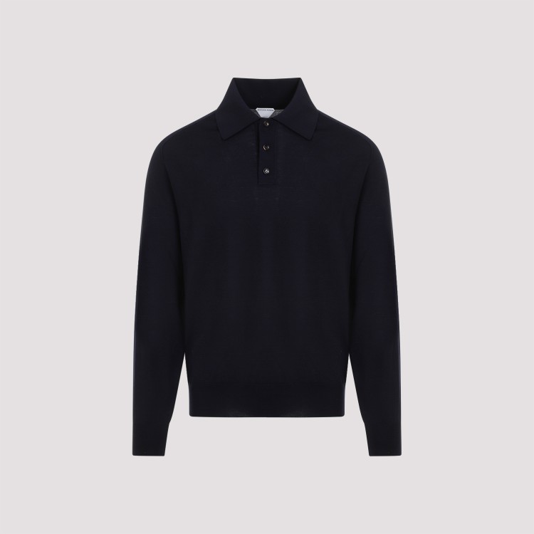 Shop Bottega Veneta Long Sleeves Polo In Blue