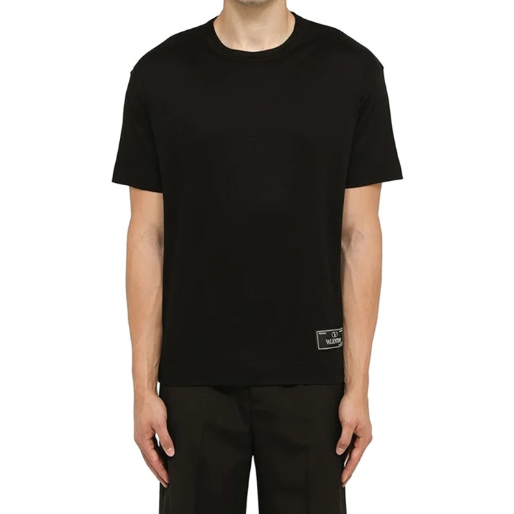 Shop Valentino Cotton Logo T-shirt In Black