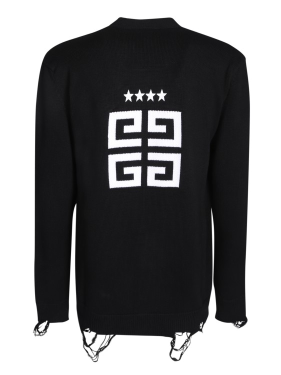 Shop Givenchy Knitted Cardigan With Distressed Effect In Black