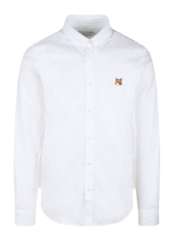 Shop Maison Kitsuné Fox Head Patch Button Down Classic Shirt In White