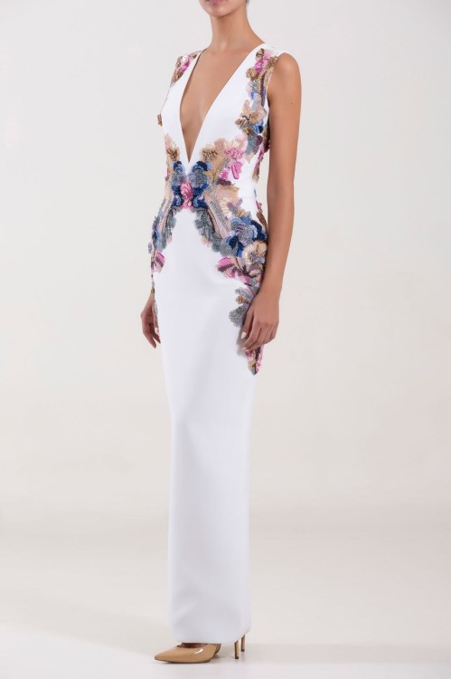 Shop Saiid Kobeisy Off-white Sleeveless Dress