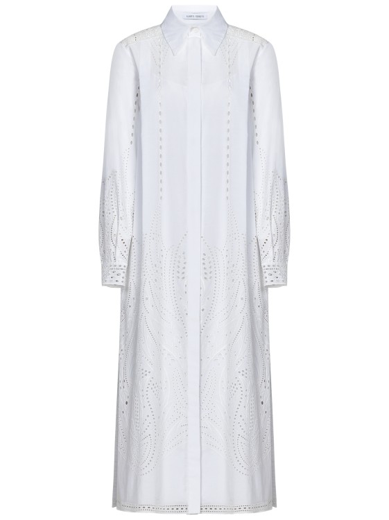 Alberta Ferretti Midi See-through Shirtdress In White