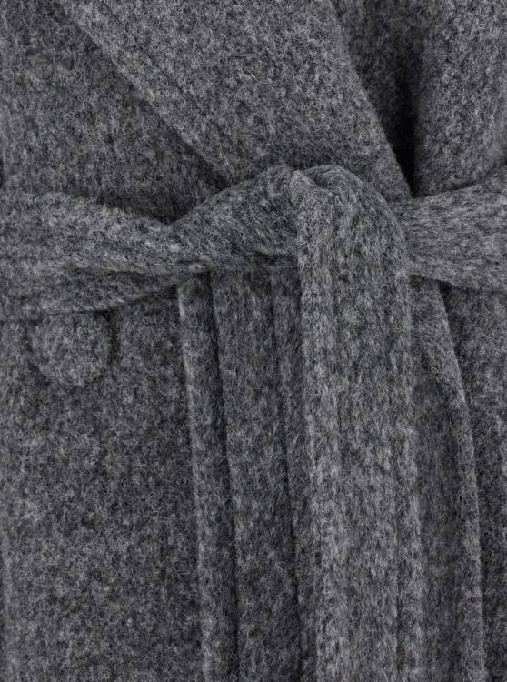 Jil Sander Long Grey Coat With Belt In Wool Blend Woman In Grey