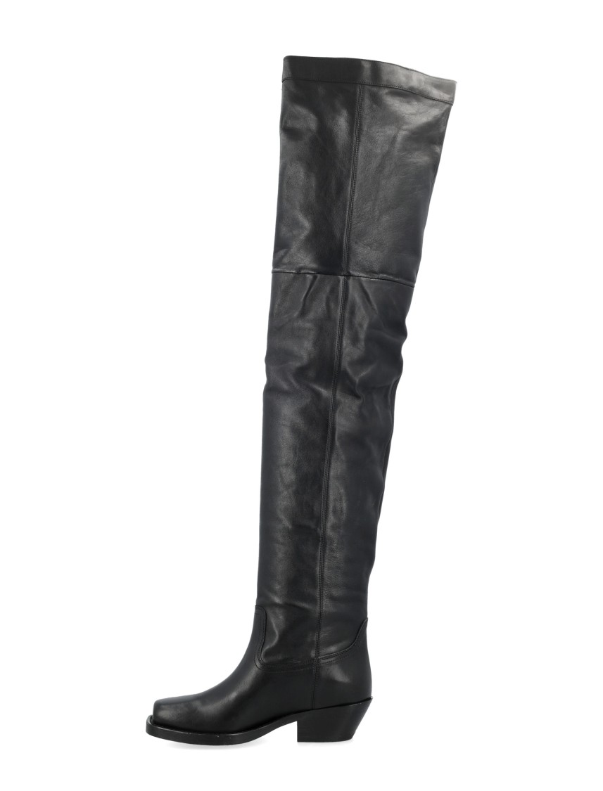 Isabel Marant 40mm Amati-gb Leather Knee High Boots In Black