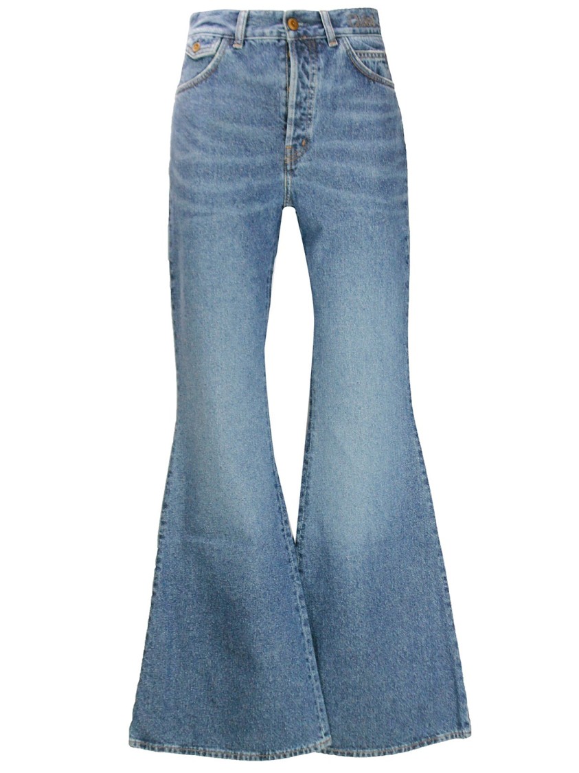 Chloé High-rise Heart-pocket Wide-leg Denim Jeans In Blue