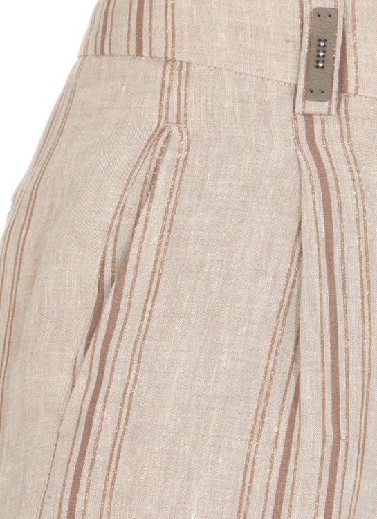 Shop Peserico Beige Linen Pants In Grey