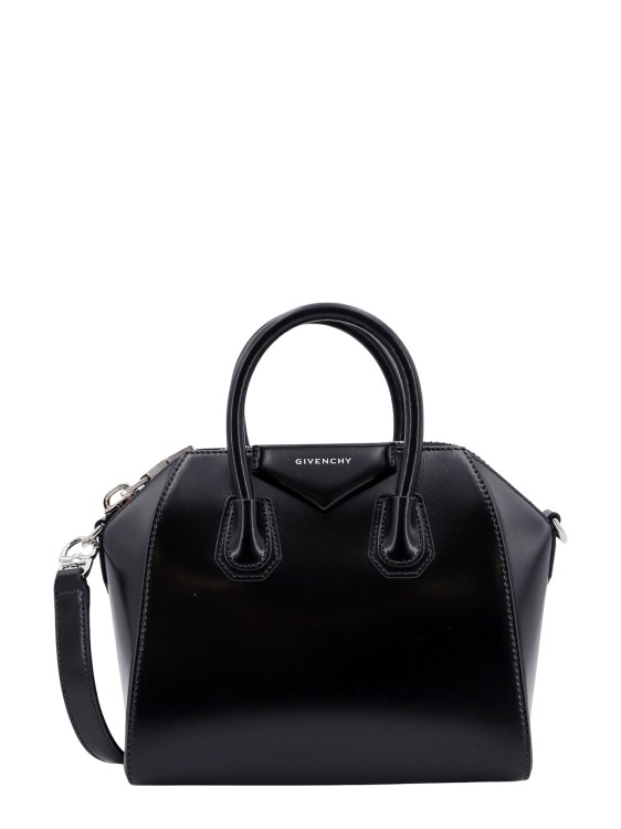 Shop Givenchy Leather Handbag With Logo On The Front In Black