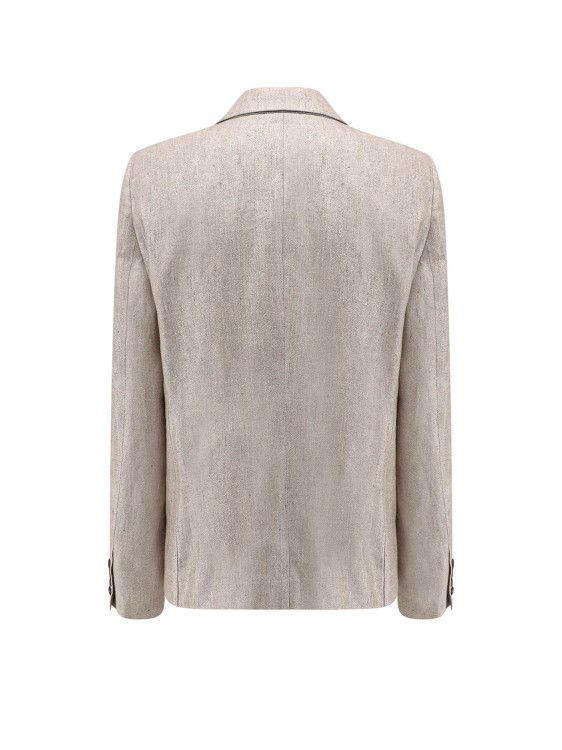 Shop Brunello Cucinelli Linen Blend Blazer With Metallized Effect In Grey