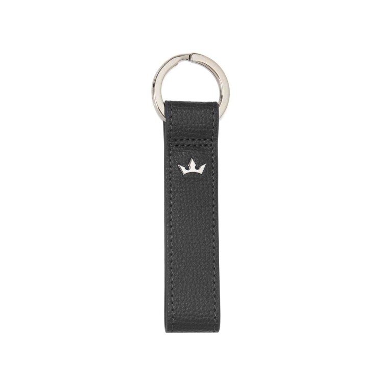 Shop Roderer Award Loop Key Ring - Italian Leather Black In Grey