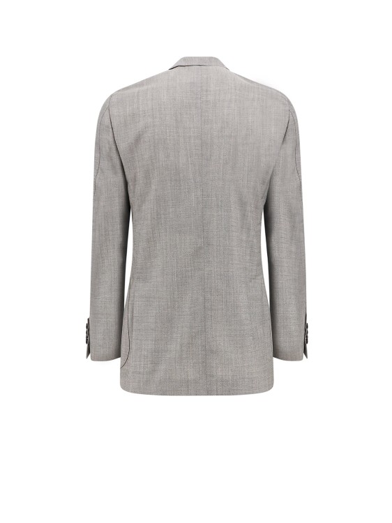 Shop Lardini Wool And Mohair Suit With Iconic Brooch In Grey
