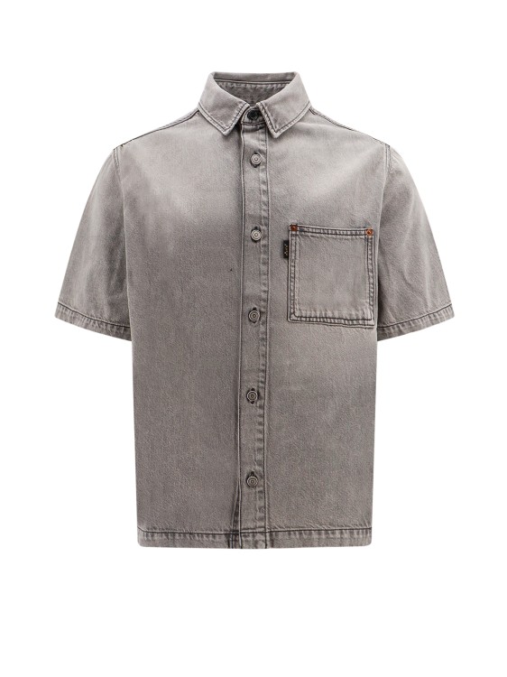 Shop Haikure Cotton Shirt With Logoed Label In Grey