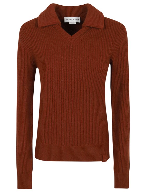 Victoria Beckham Ribbed Sweater In Burgundy