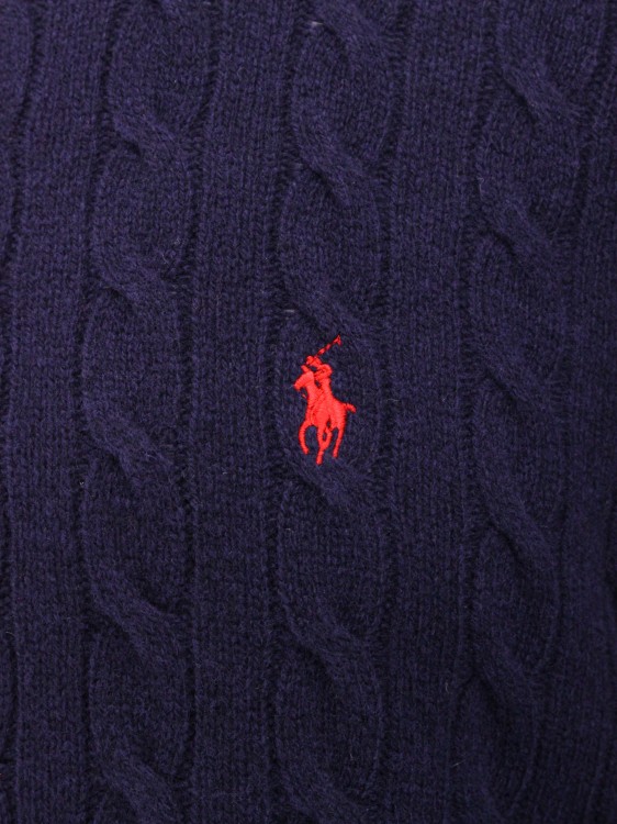 Shop Polo Ralph Lauren Wool And Cashmere Sweater With Frontal Logo In Blue
