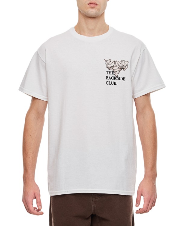 Backside Club Cotton Flower T-shirt In White