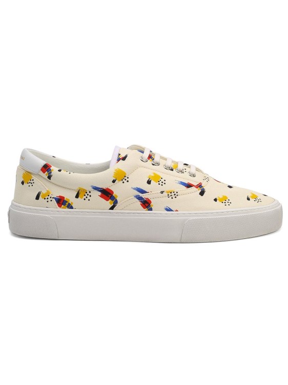 Saint Laurent Canvas And Leather Sneakers In White