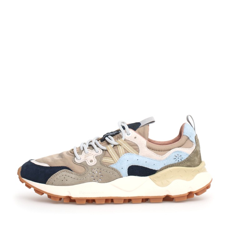 Shop Flower Mountain Yamano Blue Beige Sneakers And Blue Inserts And Beige Nylon In Multicolor