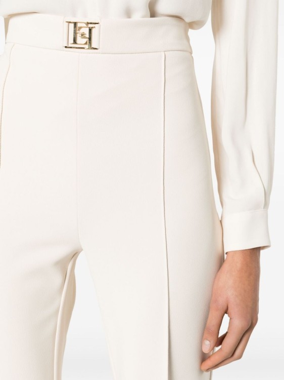 Shop Elisabetta Franchi Cream White Flared Trousers In Neutrals