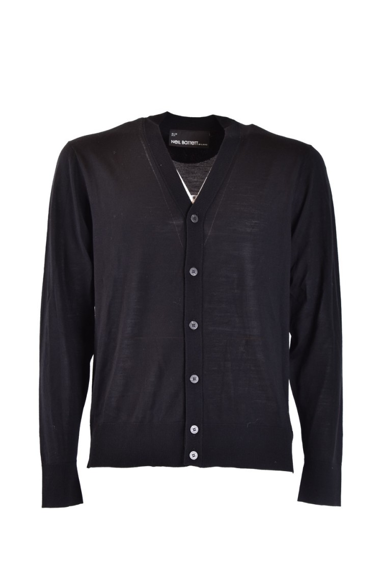 Shop Neil Barrett Black Wool Cardigan