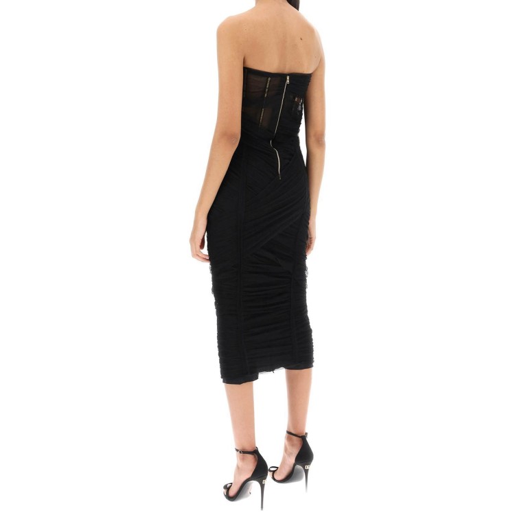 Shop Dolce & Gabbana Tulle Corset Dress In Black