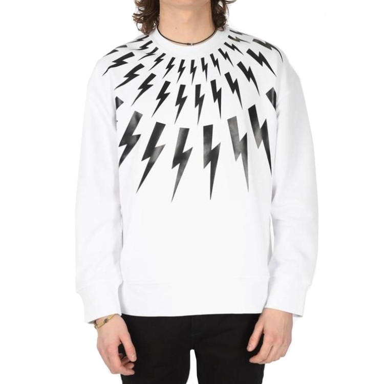 Shop Neil Barrett White Lightning Print Sweatshirt