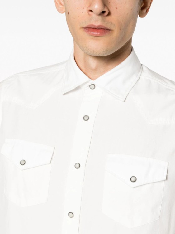 Shop Eleventy White Stud Fastening Shirt