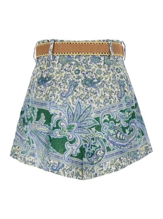 Shop Zimmermann Multicolor Shorts With Floral Print In Linen