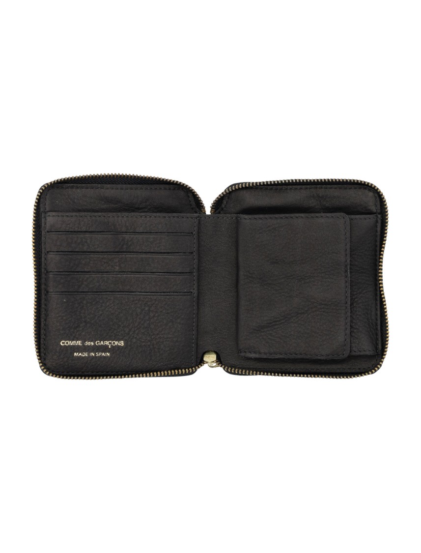 Comme Des Garçons Textured Black Cowhide Zip Wallet In Black