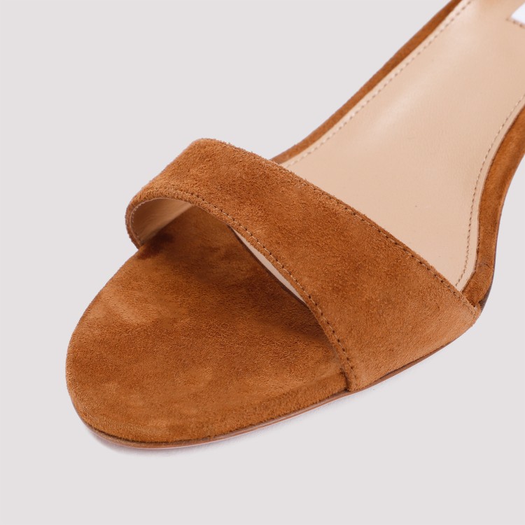 Shop Aquazzura Brown Suede Leather Sandals