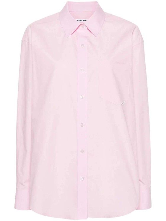 Shop Alexander Wang Logo-tag Poplin Shirt In Pink