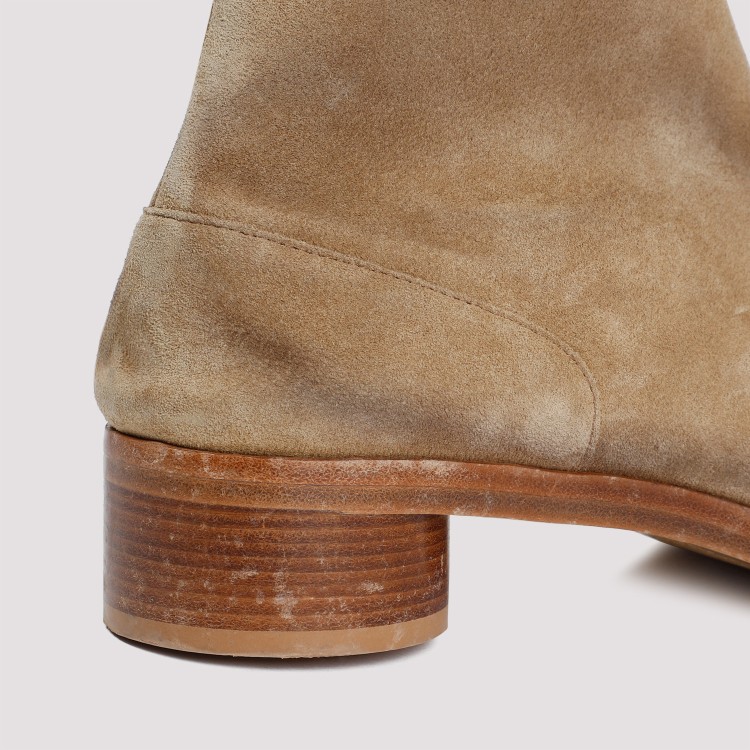 Shop Maison Margiela Beige Suede Tabi Ankle Boots In Brown