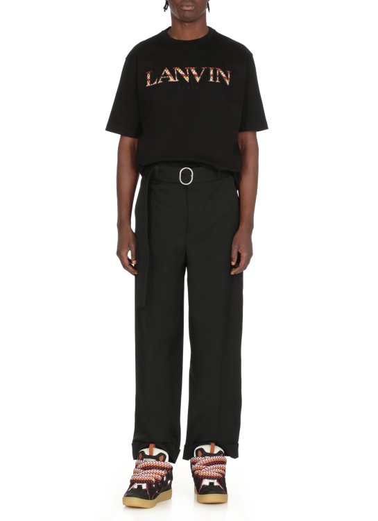 LANVIN LANVIN BLACK LEATHER CURB SNEAKERS 