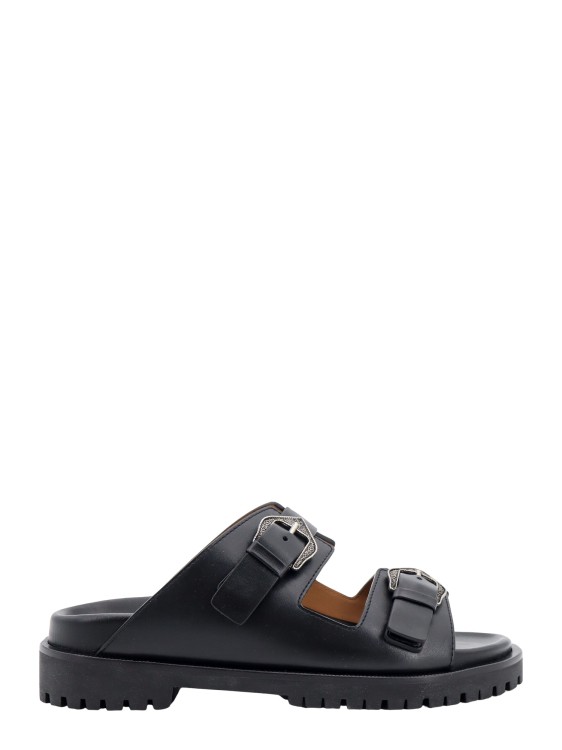 Off-white Leather Sandals With Metal Buckles With Arrow Logo In Black