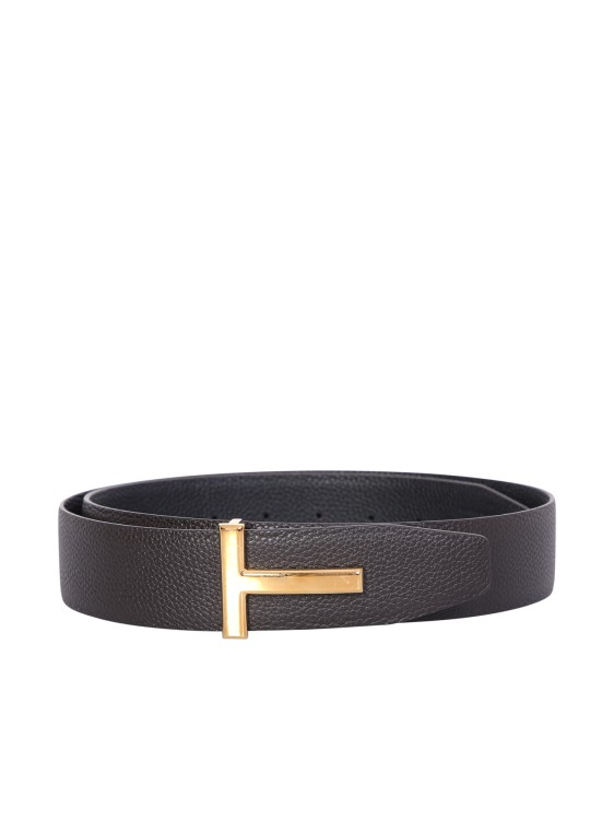 Tom Ford Signature Leather Logo Buckle Belt In Neutrals
