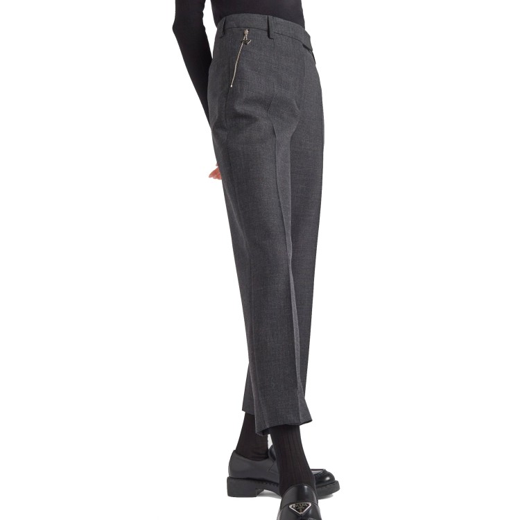 Prada Wool Pants Women In Grey