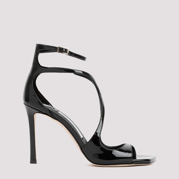 Jimmy Choo Womens Black Azia 110 Strappy Patent Leather Sandals In Black