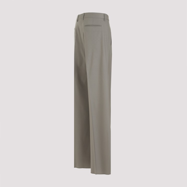 Shop Etro Double Pleat Grey Wool Trousers