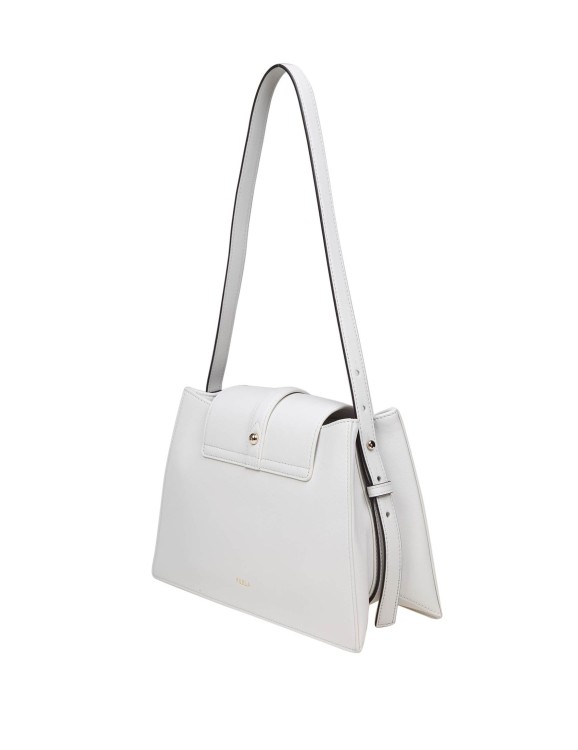 Shop Furla Nuvola S Shoulder Bag In Marshmallow Color Leather In White