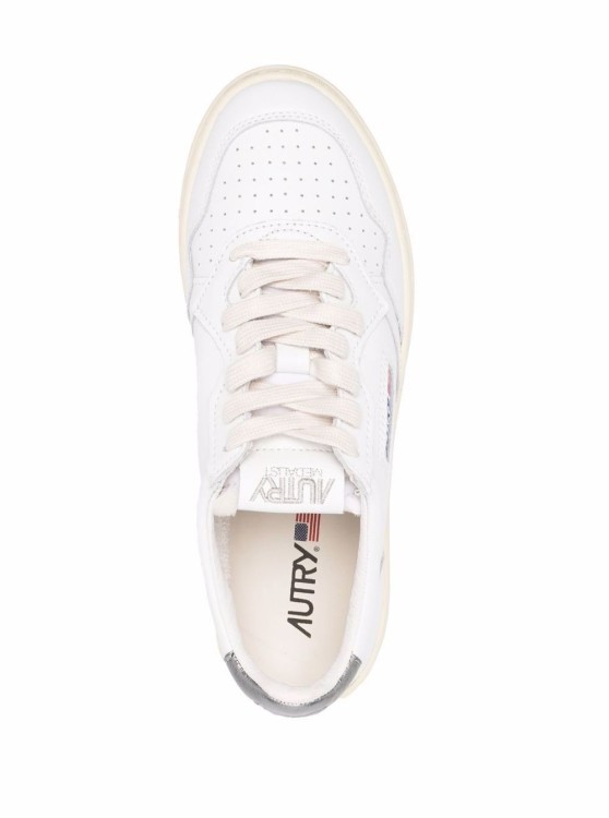 Shop Autry White And Silver Leather Sneakers