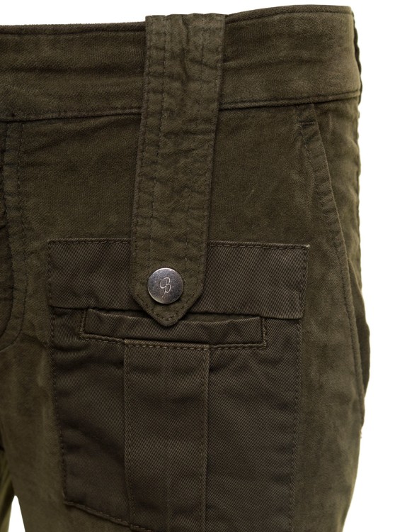 Shop Blumarine Military Green Low-waisted Cargo Pants With Logo Patch In Velvet In Black