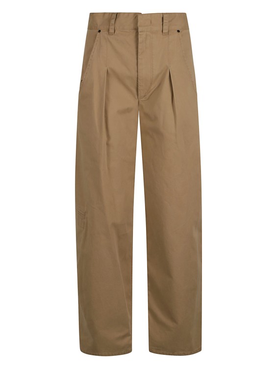 Shop Isabel Marant Beige Cotton Belt Loops Trousers In Brown