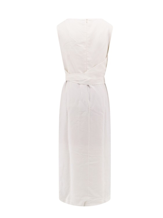 Shop Brunello Cucinelli Viscose And Linen Dress With Jewel Application In White